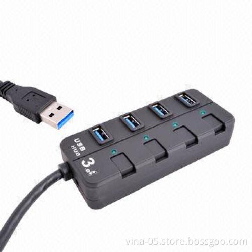 New Model of USB3.0 Hub with Cable On and Off Button for Each Port